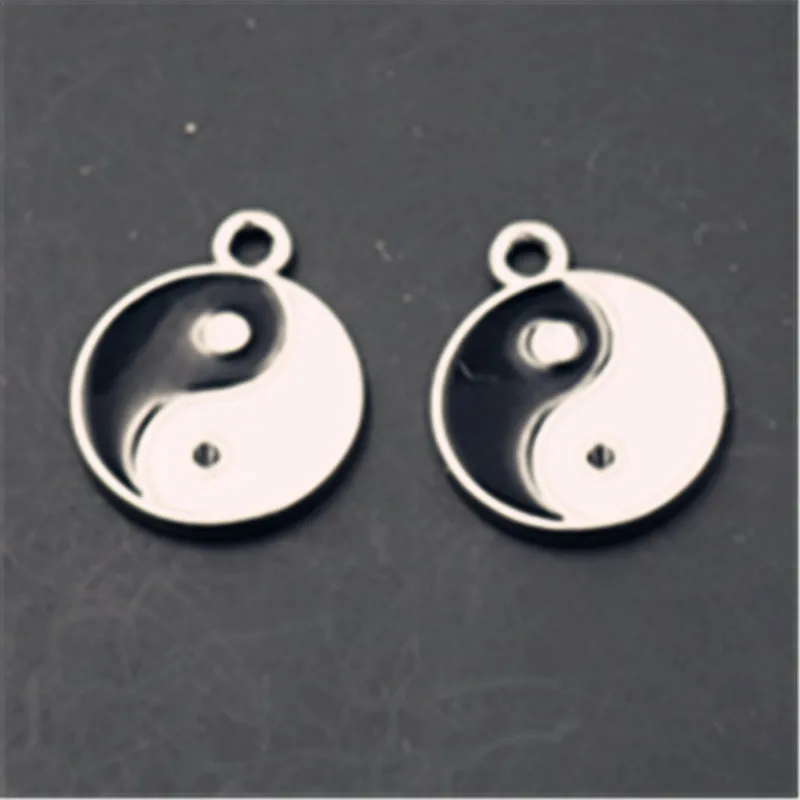 

10pcs Antique Silver Manual Black and White Glaze Yin and Yang Charm Earring Bracelets DIY Jewelry Double Sided Alloy Pendants