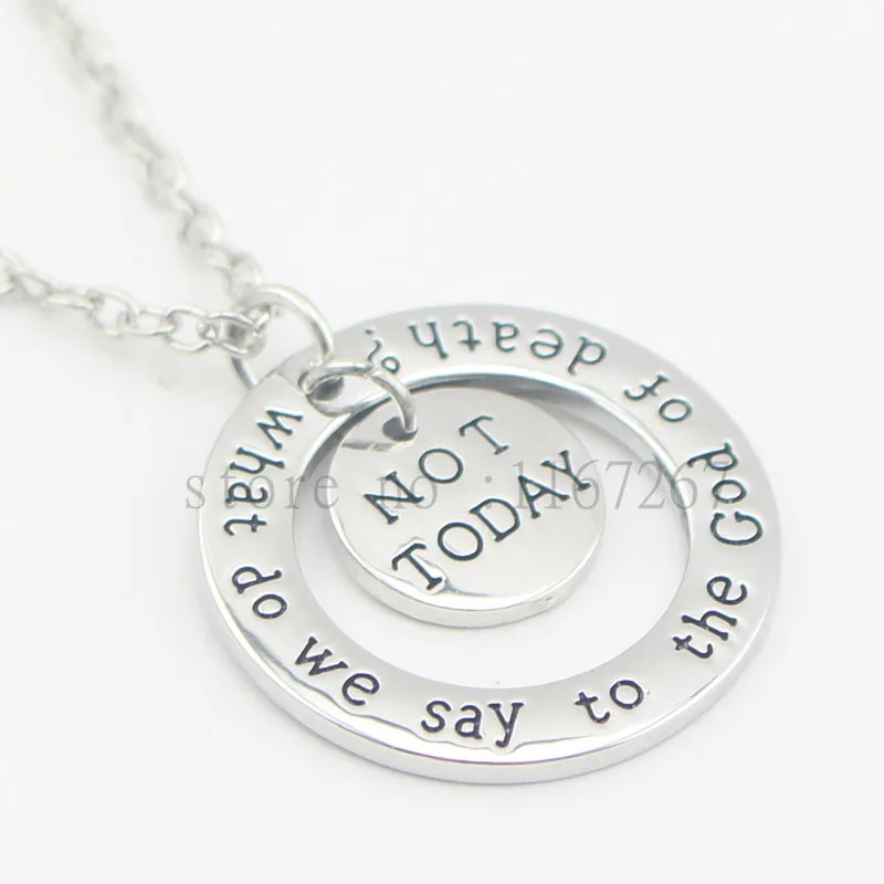 

2016 hand stamped Jewelry Game of Thrones "What do we say to the God of death" And "Not Today Hand Stamped Pendant Necklace