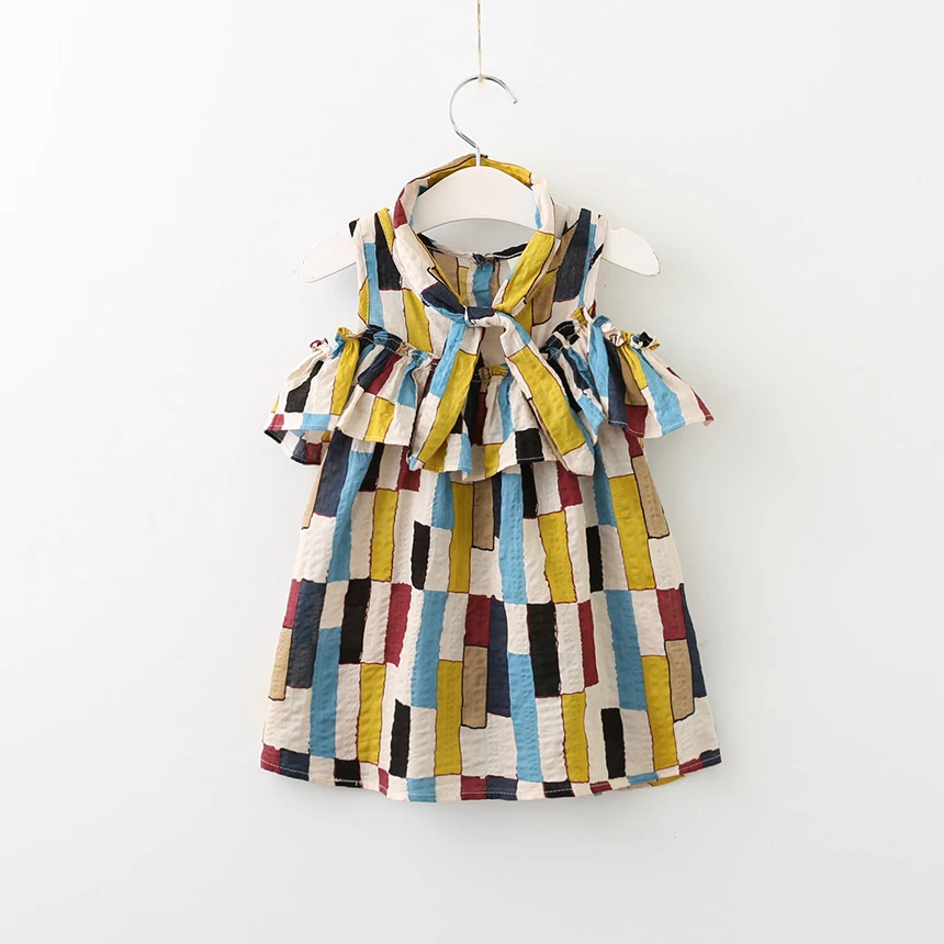 

Baby Princess Boutique Plaid Dresses Summer Kids Flower Floral Clothes Ruched Children Wholesale Clothing for Girls 5pcs/LOT