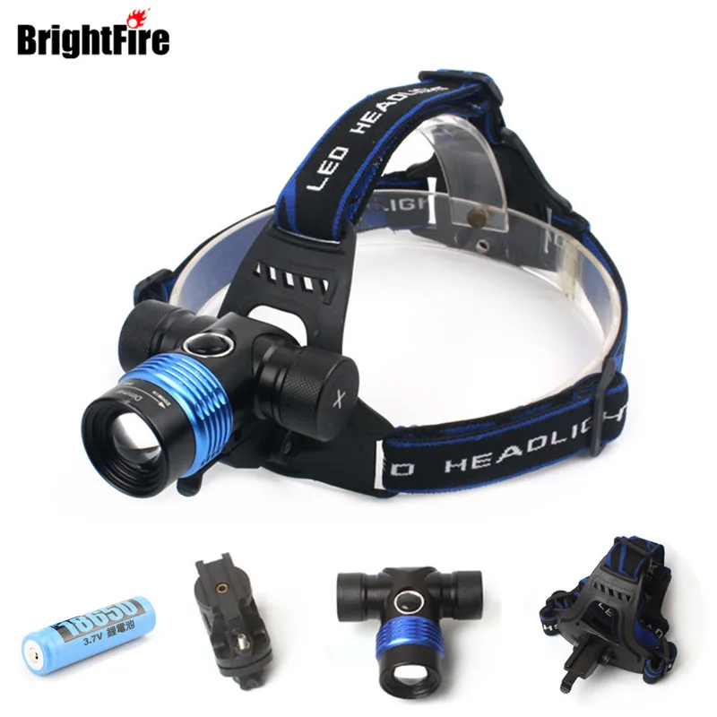 

Newest T6 Headlamp Waterproof 5 Color Light 5 Mode Headlight Zoomable Flashlight Bike Light Head Light with Battery