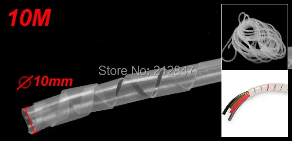 10mm 3-8 inch OD 32 Feet Length PE Spiral Wire Cable Tube Wrap Clear White.Vjpg