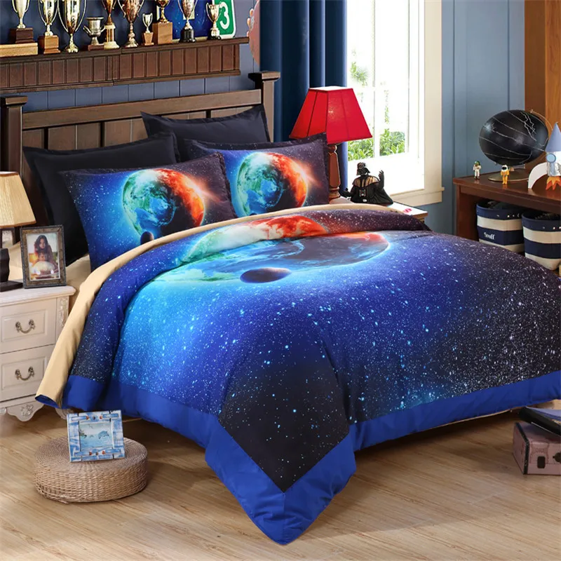 EsyDream King Size Universe Earth 3D масляные постельные принадлежности детские Queen тематическая