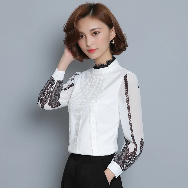 Shirts mujeres 2018 manga larga de coreana ropa de oficina señora elegante mujeres Tops Blusa moda mujer Blusa de encaje|Blusas y camisas| - AliExpress