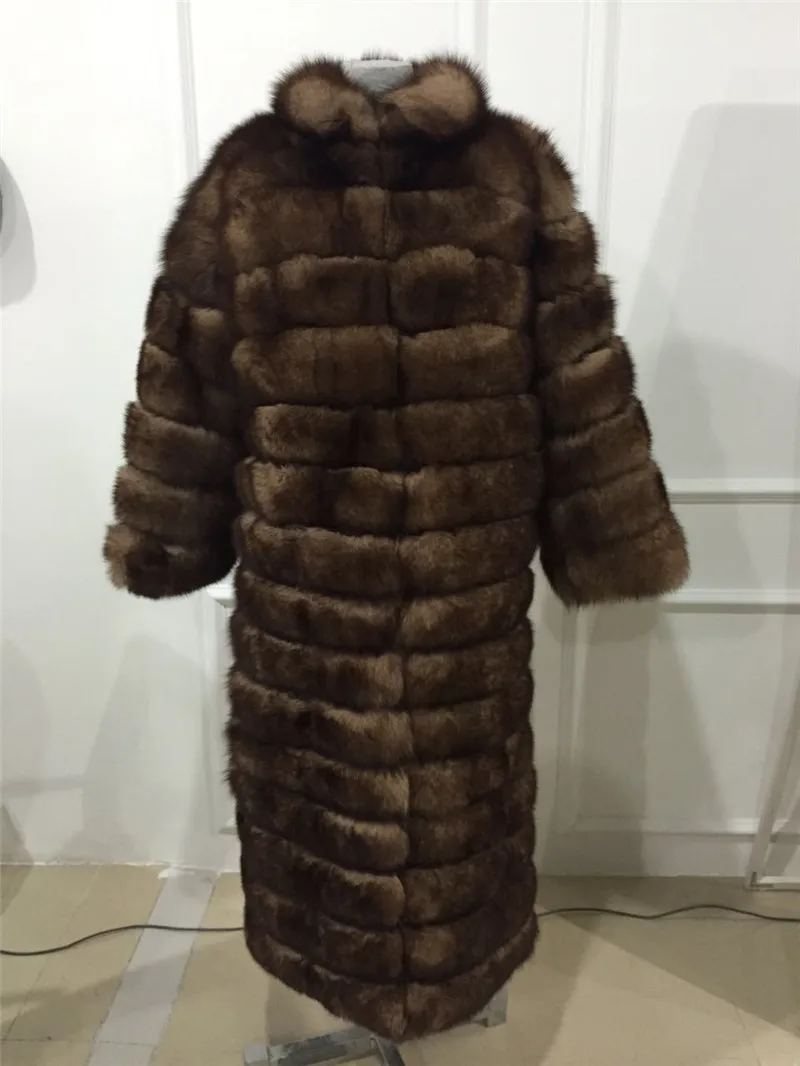 5A reomvable sleeve and length luxury russian fur coats women natural