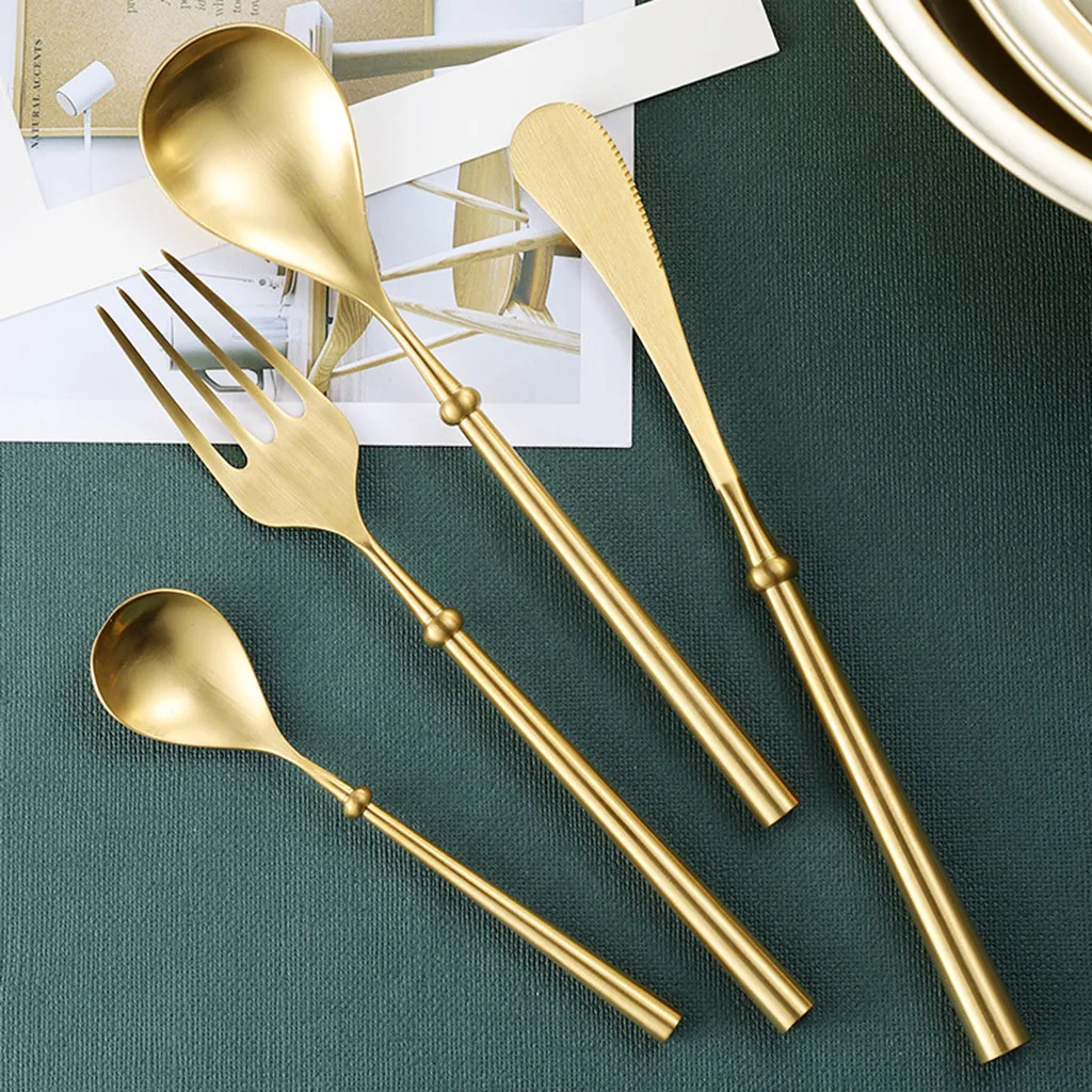 

TENSKE Tableware 4pcs/set Upscale Coffee Spoon 4 Colors Carved Spoon Flatware Cutlery Colorful Dessert Spoon Blade Set 2.APR.24