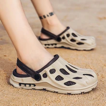 Сабо с отверстиями; Мужские Пляжные шлепанцы; Новинка; летние сандалии из материала Eva; пляжная обувь; Вьетнамки; садовые Модные дышащие мужские сандалии