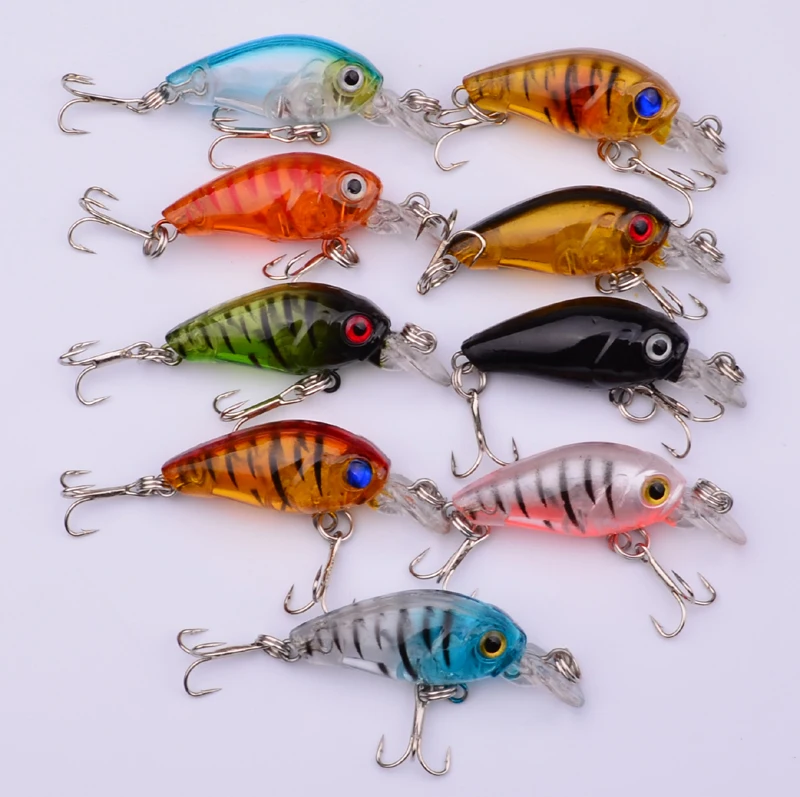 9pcs 3d eye mini popper crank fishing lure set crankbait propeller sharp hook tackle topwater