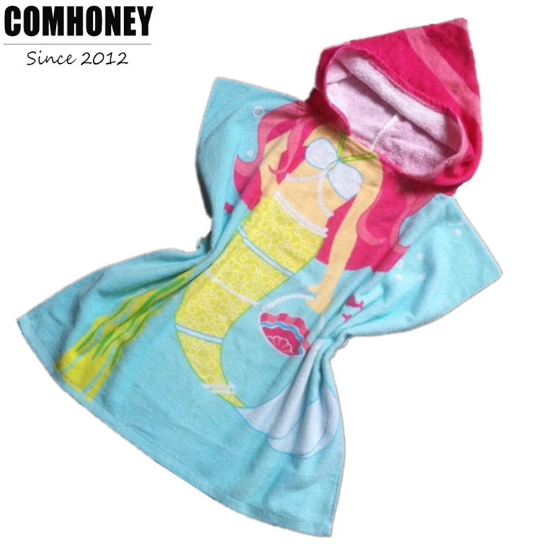 Bath Robes for Baby Girls Cute Mermaid Children Beach Towel Kids Poncho