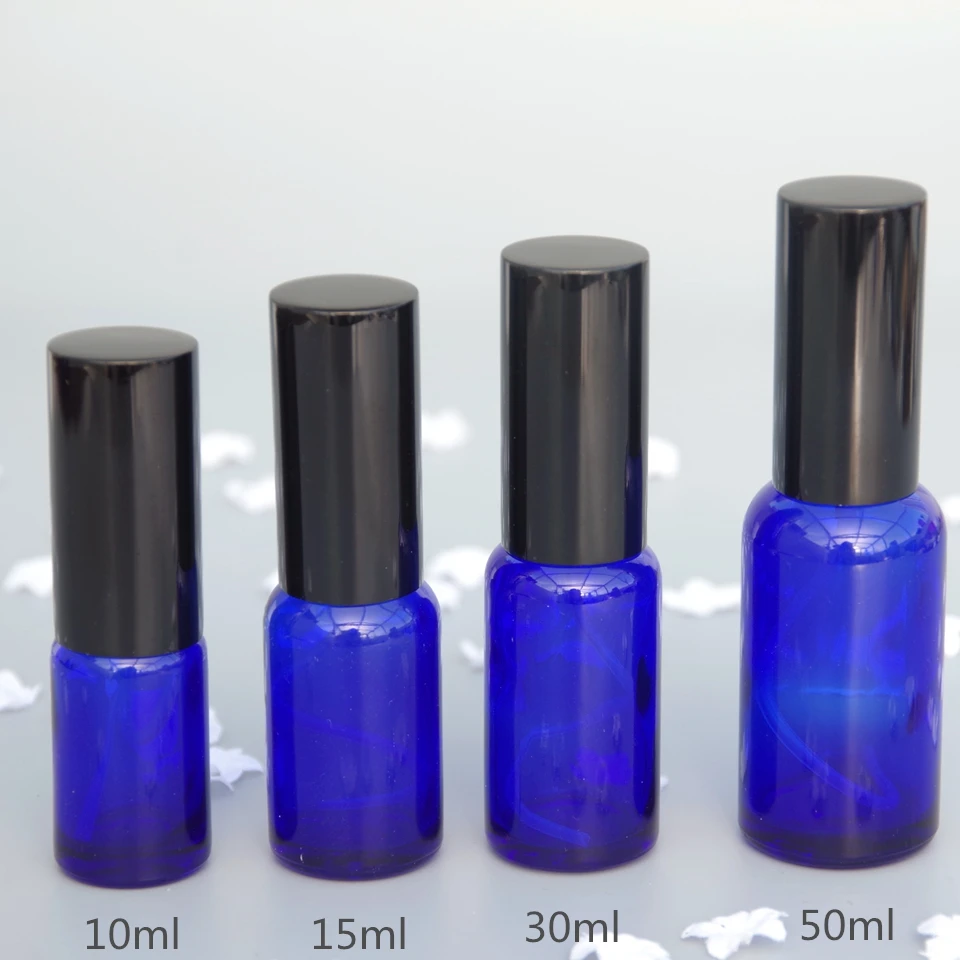 

20Pcs Blue Glass Spray Bottle Empty Refillable Perfume Atomizer Spray Bottle Small Cosmetic Container Bottle 10ml 15ml 30ml 50ml