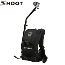 SHOOT Motorcycle Bicycle Selfie Backpack for GoPro Hero 6 5 4 Session Yi 4K SJCAM SJ4000 H9 Action Camera with Tripod Pole Stick