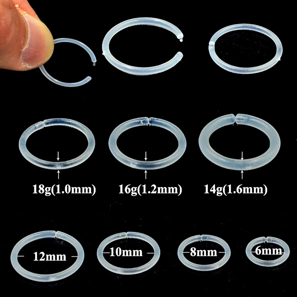 

10PCS Bioplast Flexible Septum Clicker Ring Nose Ring Ear Tragus Cartilage Earring Ear Rook Daith Ear Helix Piercing Jewelry