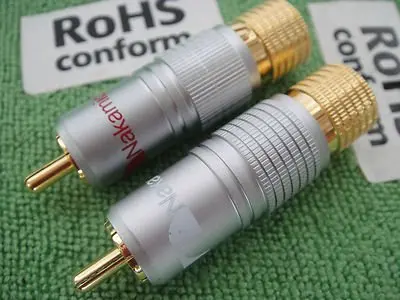 

GOLD RCA SCREW NAKAMICHI SOLDERLESS SOLDER FREE AUDIO CABLE CONNECTOR PLUG 44A