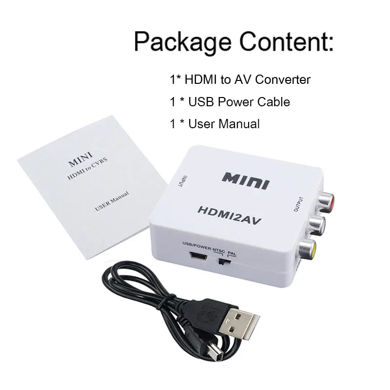 HDMI к RCA видео конвертер 1080P HDMI2AV HDMI AV композитный адаптер конвертер коробка поддержка NTSC PAL для ТВ PS4 черный белый