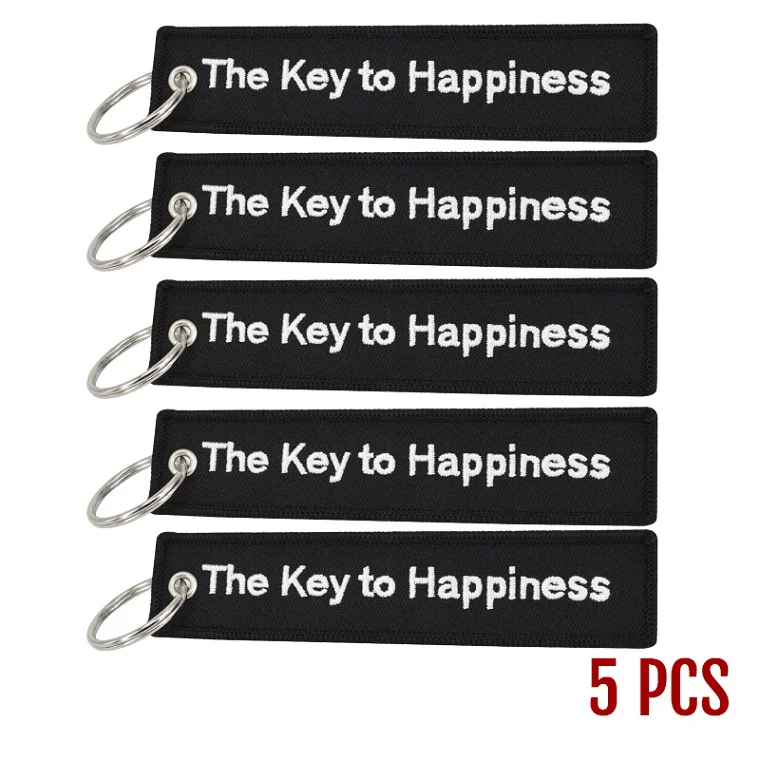 The Key to Happiness Key Chain Bijoux Keychain for Motorcycles and Cars Gifts Key Tag Embroidery Key Fobs OEM Key Ring Bijoux (6)