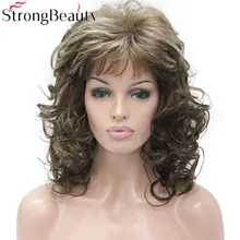 Strongbeauty longo encaracolado borgonha perucas femininas cabelo loiro sintético