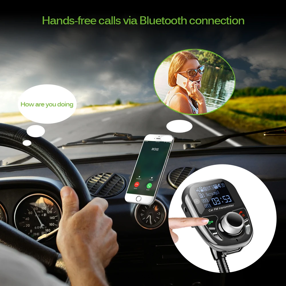 Автомобильный Bluetooth MP3 плеер FM передатчик модулятор Hands-Free Комплект Поддержка HFP/HSP A2DP/AVRCP/PBAP