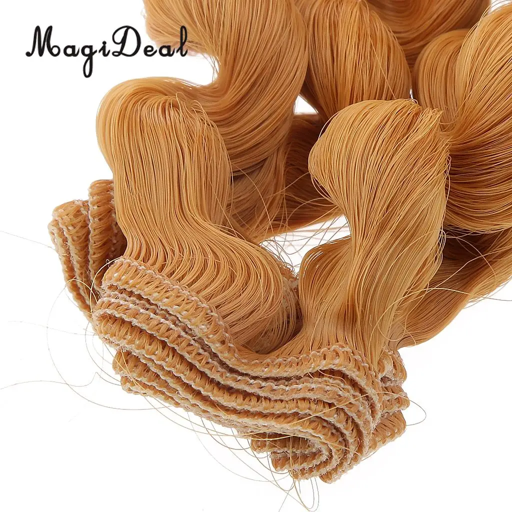 MagiDeal 1Pc 15x100cm DIY Curly Hair Wig Hairpiece for 1/3 1/4 1/6 BJD SD Dolls Model Party Girls Best Birthday Gift 12Colors