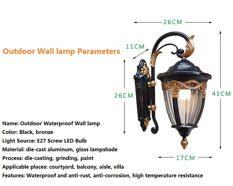 Alumínio à Prova Iluminação para Varanda Luz de Parede ao ar Europeu Retro Jardim Livre Dwaterproof Água Led Arandela Corredor Luminária 8 led arandela iluminação para varanda corredor luminária