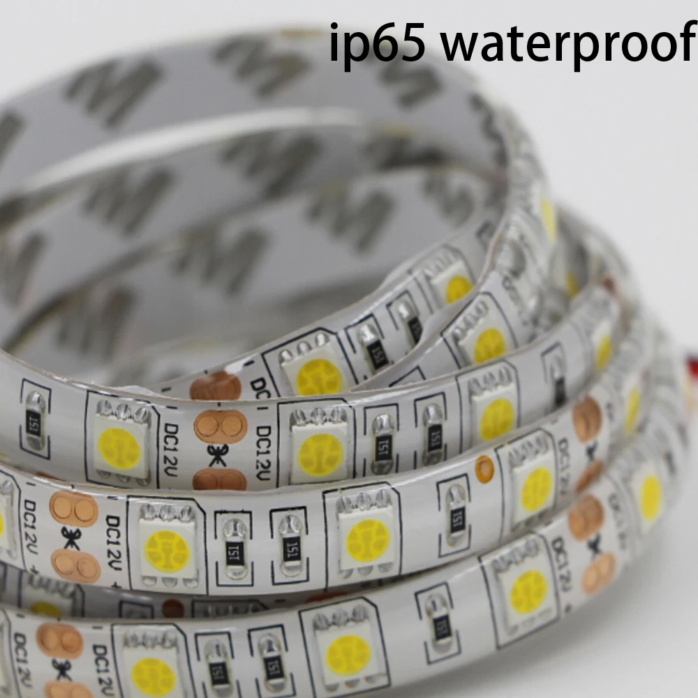 Светодиодная лента 5050 SMD RGB 12 В постоянного тока 1/5 м не ip65 ip67 ip68 водонепроницаемая