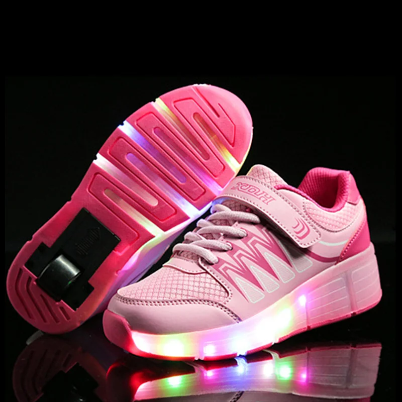 

LED Roller Skate Shoes For Women Single Wheel Breathable Comfortable  New Sports Shoes USB Recharged Shoes