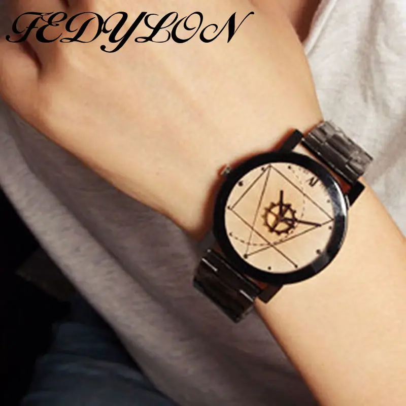 New Fashion Men's Steel&Leather Belt Wrist Watch Women's Luxury Brand Men Watch Business Women Clock Best Gift Dropshipping!!!