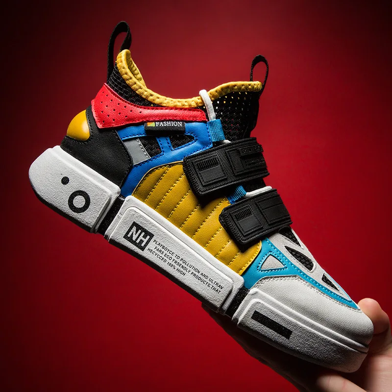 

2019 Harajuku Summer Platform Sneakers Men Breathable Casual Shoes Men Hook Loop Fashion Tenis Masculino Adulto Sneakers