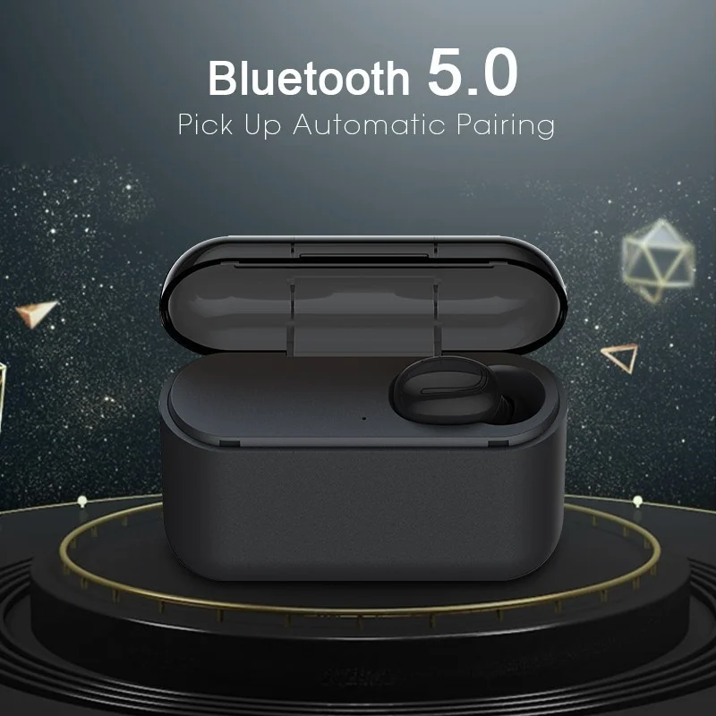 VTIN Single Earbud Ture Wireless Bluetooth 5.0 Earbuds Waterproof Earphone with 1500mAh Charging Case Auto-pairing Headphone     (10)