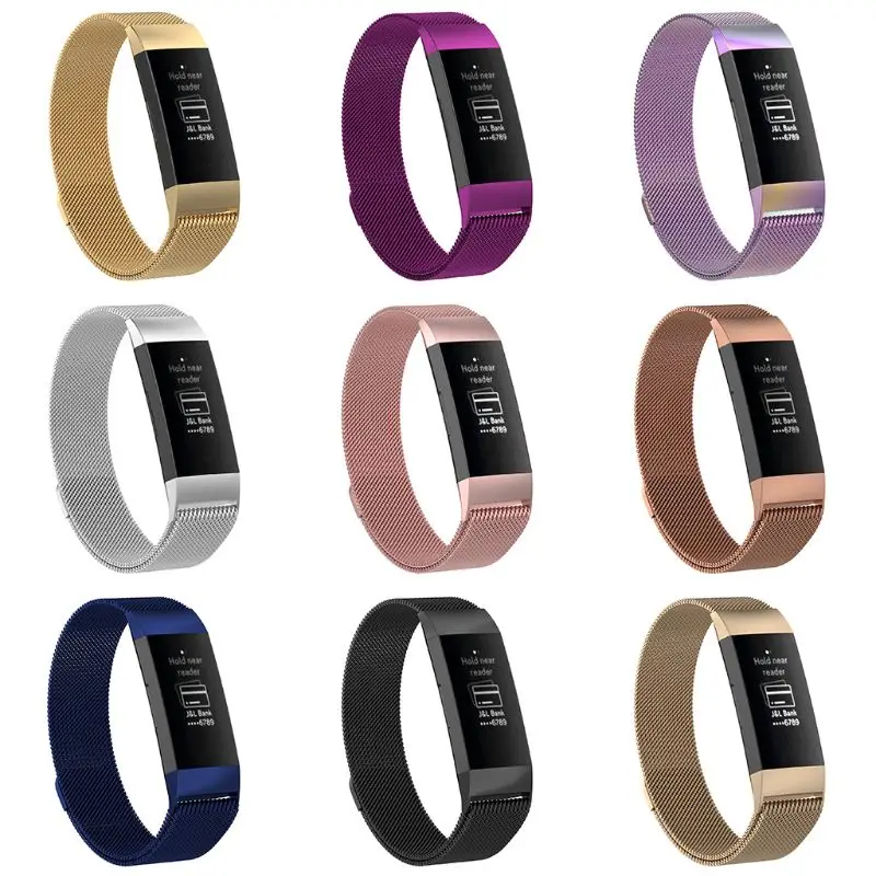 

Watch Band Magnetic Polished Stainless Steel Milanese Loop Wristband Strap for Fit bit Charge 3