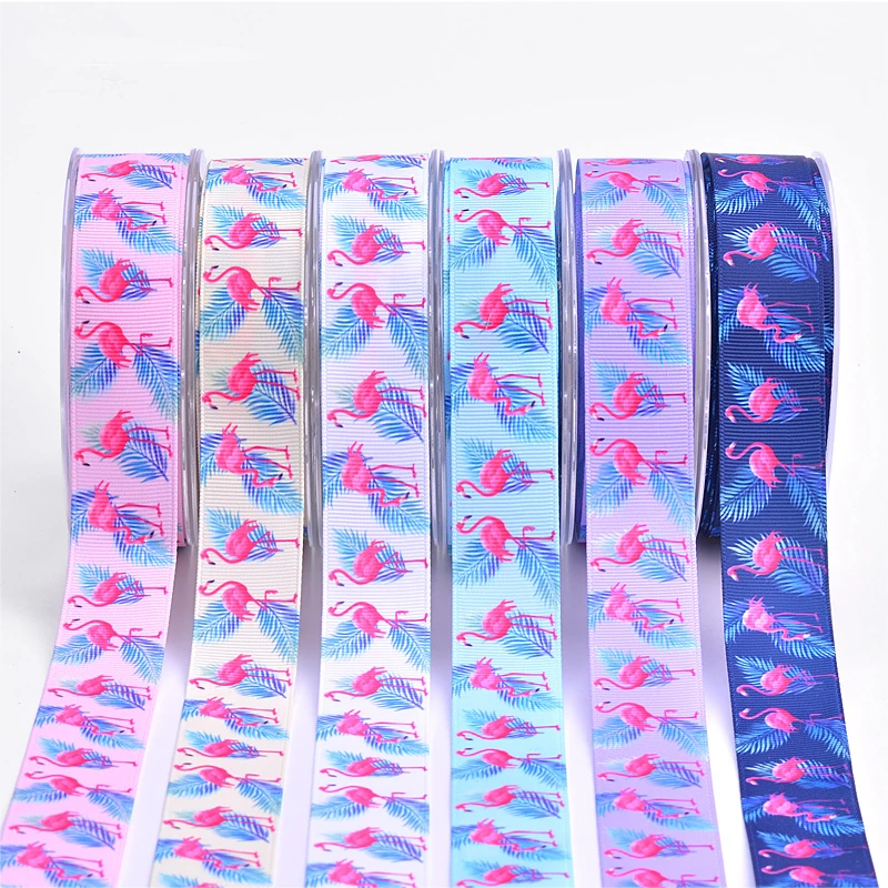 

New 10yards 1 " 25 mm flamingo pattern ribbon printed grosgrain ribbon DIY