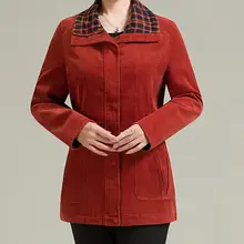 L-4XL Горячая Весна новинки для женщин модные натуральный хлопок пальто большой ярдов длинные свободные старый вельвет Тренч