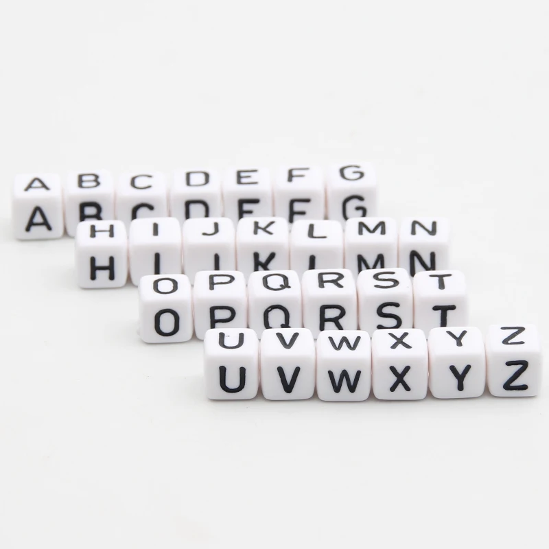 DIY 10x10 мм 550 шт Белый Акрил "A-Z" Алфавит буквы кубические бусины для спейсеры для украшений буквы бусины