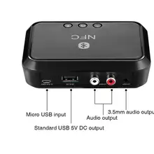 NFC беспроводной стерео Bluetooth аудио приемник портативный Bluetooth адаптер с поддержкой NFC 3,5 мм/RCA выход Музыка Звук автомобильный динамик