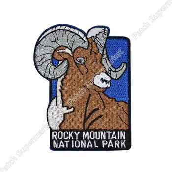 

3.5" Travel Souvenir Patches "Rocky Mountain National Park" Bighorn Sheep Clothes Stickers MOTIF APPLIQUE Clothing Iron On Badge