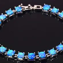 И розничная Мода 7,0 дюймов тонкий синий огонь браслет из опала 925 ювелирные изделия из серебра для женщин_ DSC319