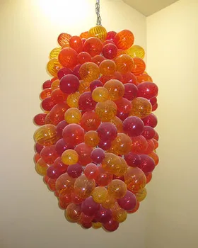 

New Arrival Creative LED Chandeliers Suspension Lamp Grape Shape Colored Hand Blown Glass Balls Chandelier