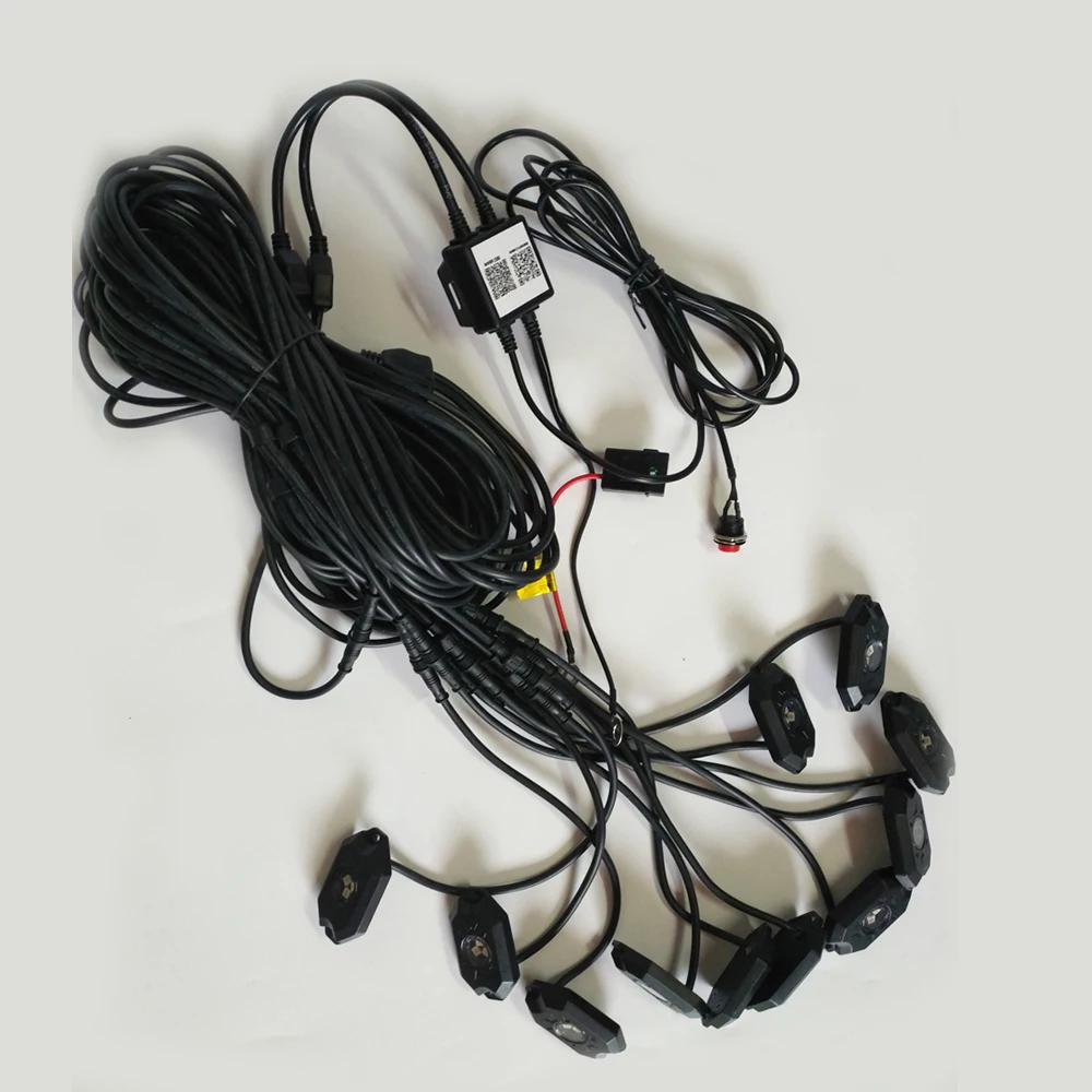 4/6/8/10/12/16 Pods RGB Led Rock Light Kit IP68 Bluetooth Control Wiring Harness & Switch for Offroad SUV 4WD ATV UTE Car Trucks