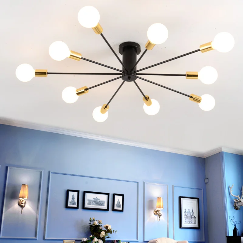 

Mediterranean master iron study 10 Heads simple modern ceiling lamps lamp creative personality 2017 FG302