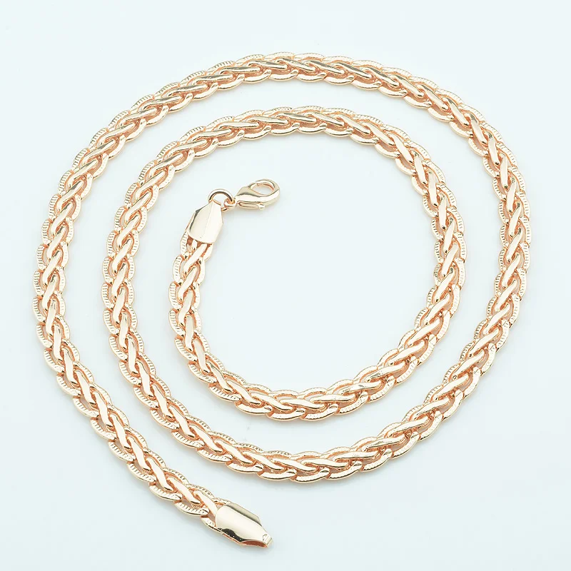 

1pcs 3 Style Big 6mm/8mm Women Men Chunky 585 Rose Gold Color Rose Braid Necklace Long Chain