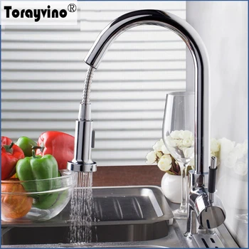 

Torayvino DE Kitchen Faucet Pull Out Tap Deck Mounted Faucet Chrome Polished Basin Faucet Hot And Cold Water Swivel Mixer Tap