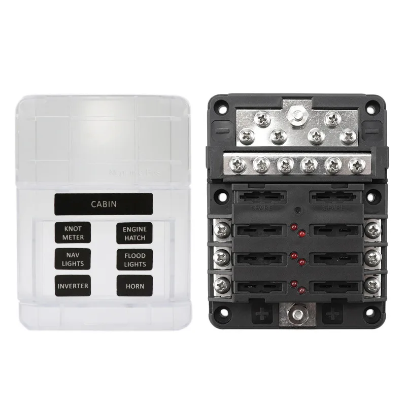 

12-Bit Negative Common Box Modular Design Blade Fuse Block LED indicator For Car RV Boat Fuse Box With Lamp