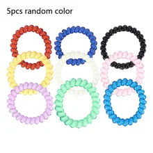 5 шт. эластичный прозрачный телефонный провод Волосы Резинки пластиковая Весенняя резинка для волос Галстуки без складок катушки волосы галстук конский хвост аксессуары для волос