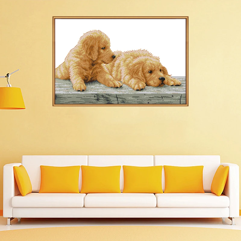 

oneroom Two brothers Pattern Cross Stitch Kits 11CT Printed Fabric 14CT Canvas DMC Counted Cross-stitch Embroidery Needlework
