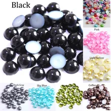 Perles acryliques d'imitation, demi-rond, rouge, noir, rose, pour la fabrication de bijoux, accessoires de bricolage, 2/3/4/5/6/8/10/12/14 MM
