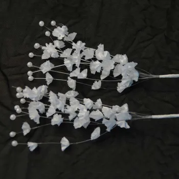 

Length 25CM,10PCS,Artificial White Flower Bundles With Pearl For Wedding Corsage Bridesmaid,Bride Flower headband Accessories
