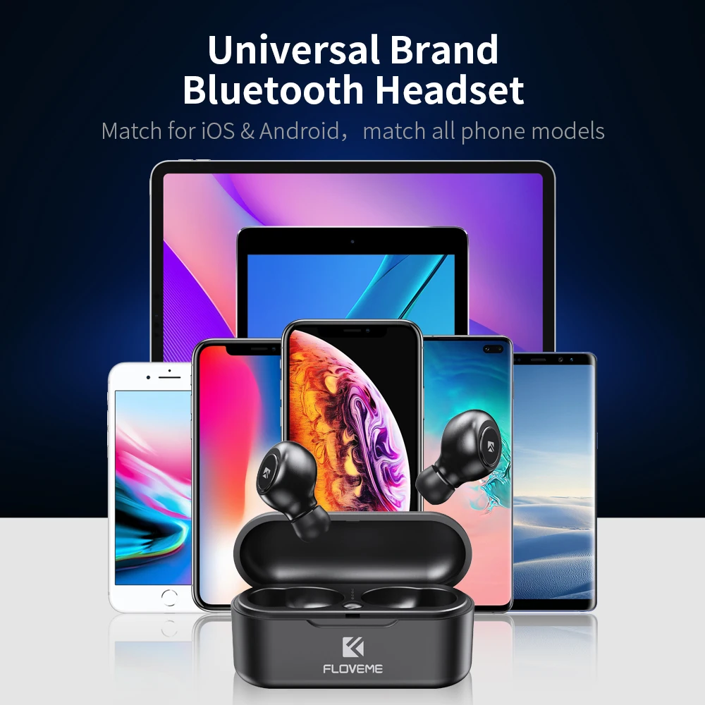 FLOVEME Mini TWS 5 0 Bluetooth наушники 3D стерео беспроводные для iPhone samsung Беспроводные с