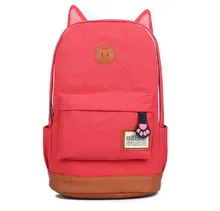 Canvas Backpack For Women Girls Cute Cat Ear Cartoon School Bags for Teenagers Girl 2016 Brand Rucksack Bolsa