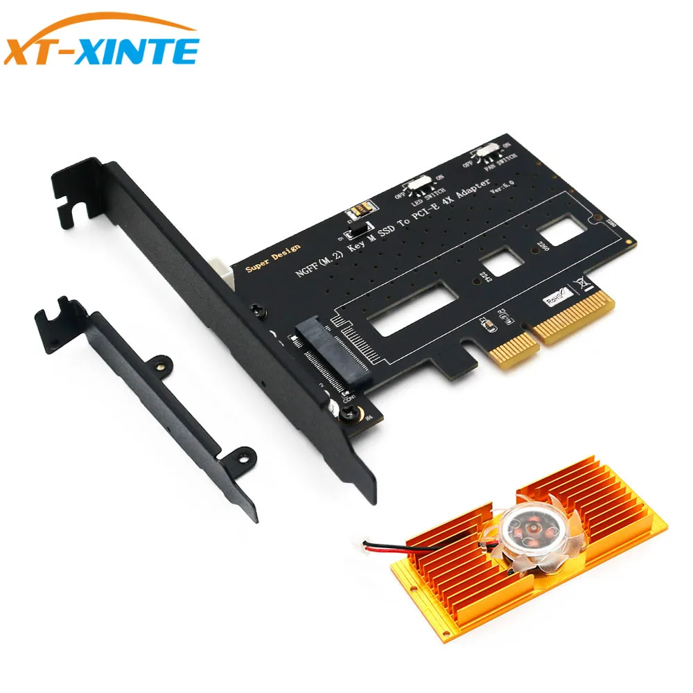 Для NGFF NVME M.2 PCIE SSD к PCI E 3.0x 4X Адаптерная карта Express w/охлаждающий вентилятор и
