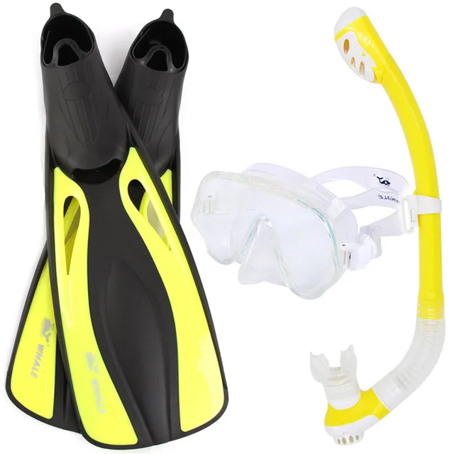 Профессиональный бренд, маска для дайвинга, ласты для дайвинга, силиконовая юбка для подводного плавания, очки для дайвинга для взрослых - Цвет: Yellow ML