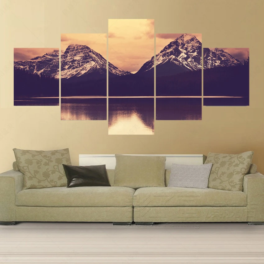 5 Piece Modern River Near The Mountains Cuadros Decoracion
