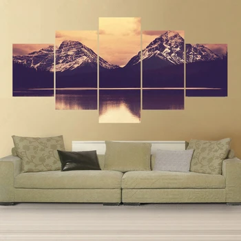 

5 Piece Modern River Near The Mountains Cuadros Decoracion Pintura Canvas Oil Painting Art Wall Pictures For Living Room Unframe